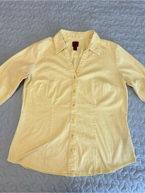 212 Collection Butter Yellow Women's Button Down Shirt